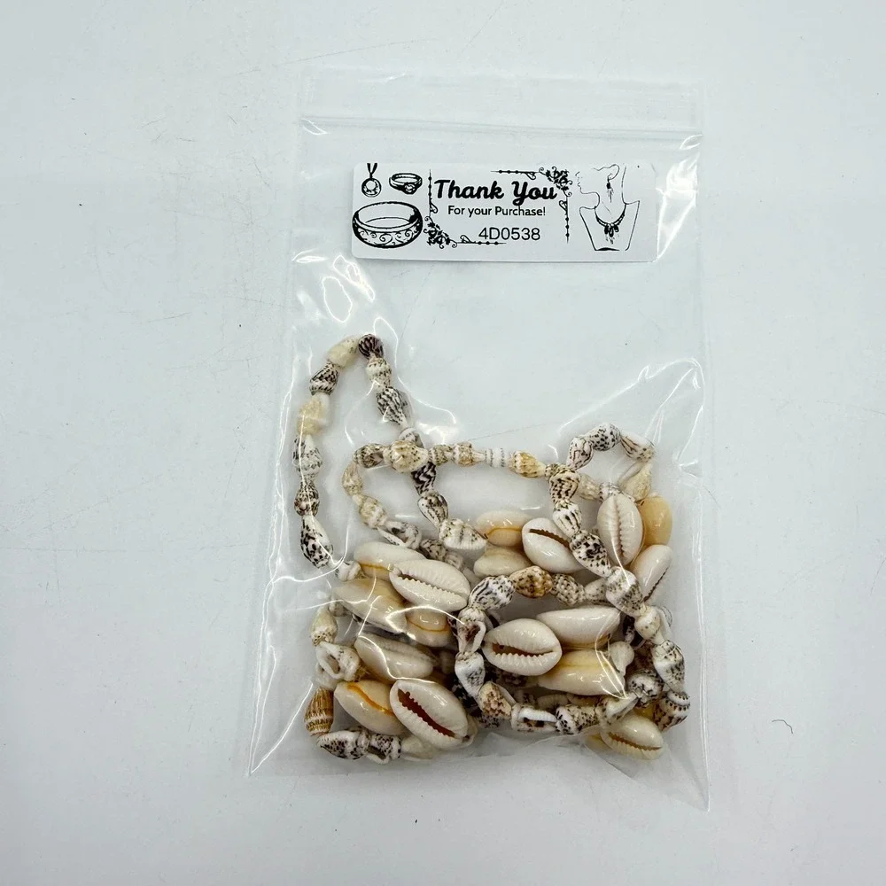 Cream Brown Cowrie Seashell Long Necklace Coastal Boho Beach Statement Gift